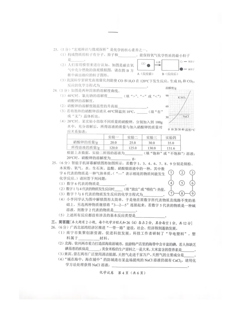 广西北部湾经济区2019年中考化学真题试题（pdf，无答案）_中考真题_5.化学中考真题2015-2024年_2019中考真题卷（140份）