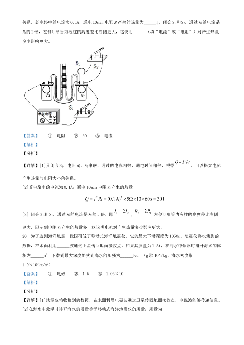 2021年辽宁省铁岭、葫芦岛市中考物理试题（解析版.）_中考真题_4.物理中考真题2015-2024年_地区卷_辽宁物理_辽宁物理_葫芦岛物理17-22