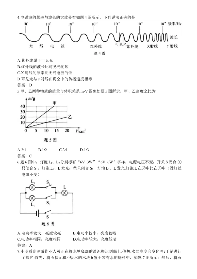 2021年广东省中考物理试题答案_中考真题_4.物理中考真题2015-2024年_地区卷_广东省_广东物理（广东省统一试卷）08-22