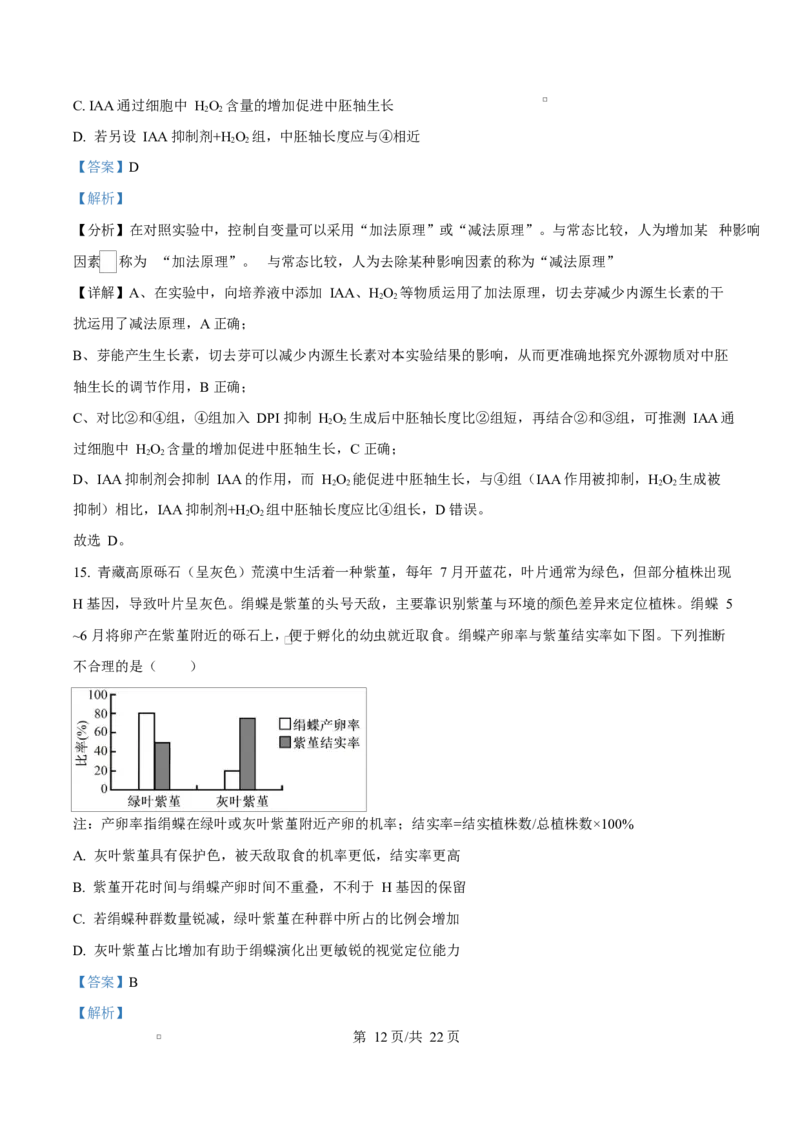 2025年高考生物试卷（四川卷）（解析卷）_四川历年高考真题2008-2025_Word版_2008-2025&middot;（四川）生物高考真题