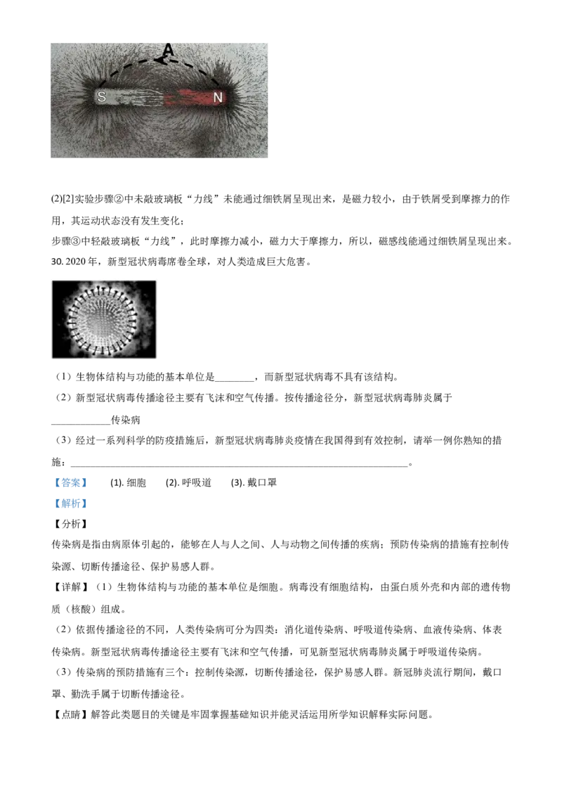 精品解析：浙江省宁波市2020年中考科学试题（解析版）_7.政治中考真题2015-2024年_2020政治真题79份_2020年中考真题精品解析科学（浙江宁波卷）精编word版