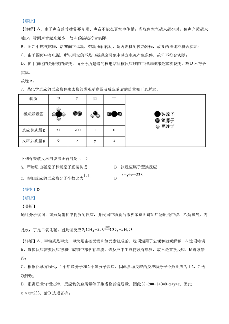 精品解析：浙江省宁波市2020年中考科学试题（解析版）_7.政治中考真题2015-2024年_2020政治真题79份_2020年中考真题精品解析科学（浙江宁波卷）精编word版
