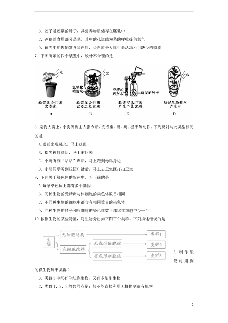 山东省德州市2015年中考生物真题试题（含答案）_8.生物中考真题2015-2024年_2015年全国中考生物74份