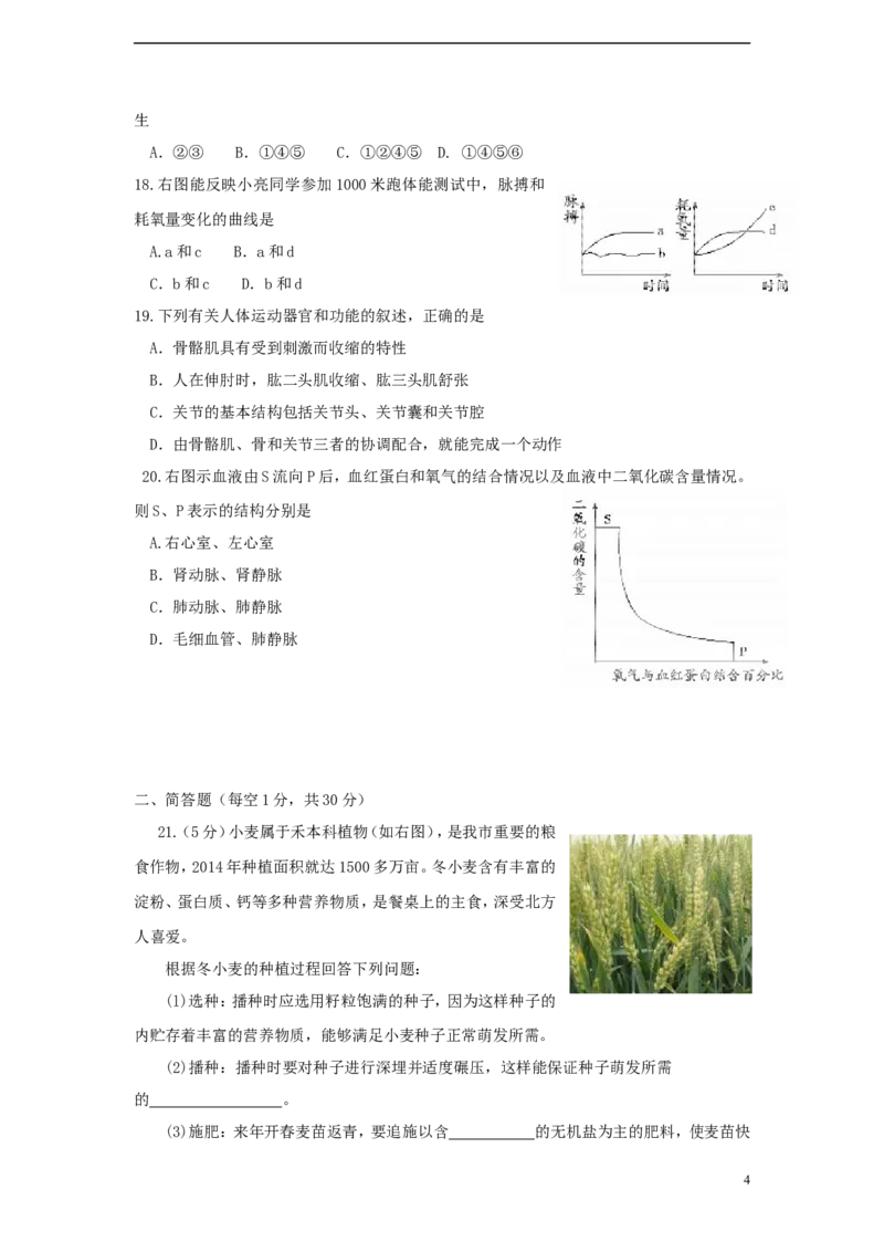 山东省德州市2015年中考生物真题试题（含答案）_8.生物中考真题2015-2024年_2015年全国中考生物74份