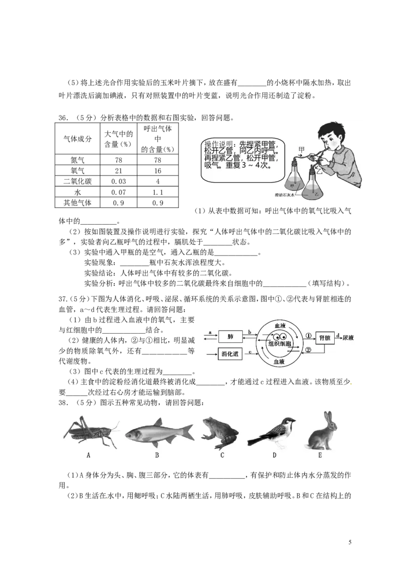 湖南省湘潭市2016年中考生物真题试题（A卷，含答案）_8.生物中考真题2015-2024年_2016年全国中考生物74份