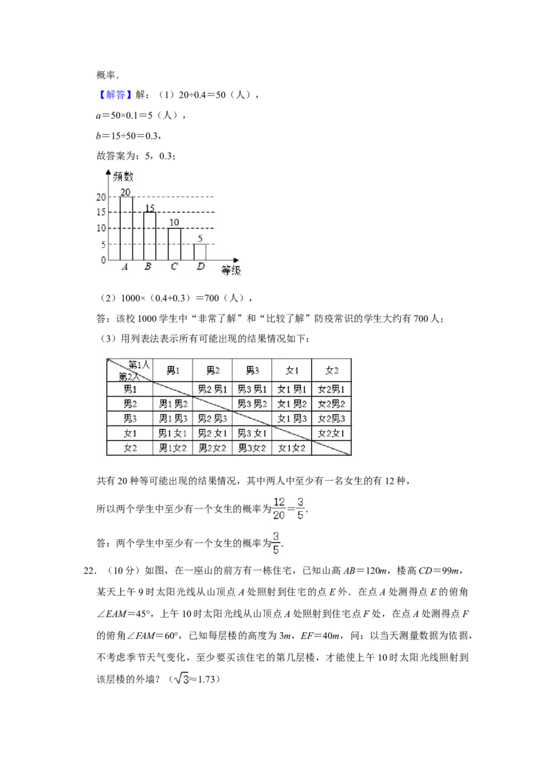 2021年贵州省铜仁市中考数学真题试卷解析版_中考真题_2.数学中考真题2015-2024年_2021中考数学真题86份_2021贵州省
