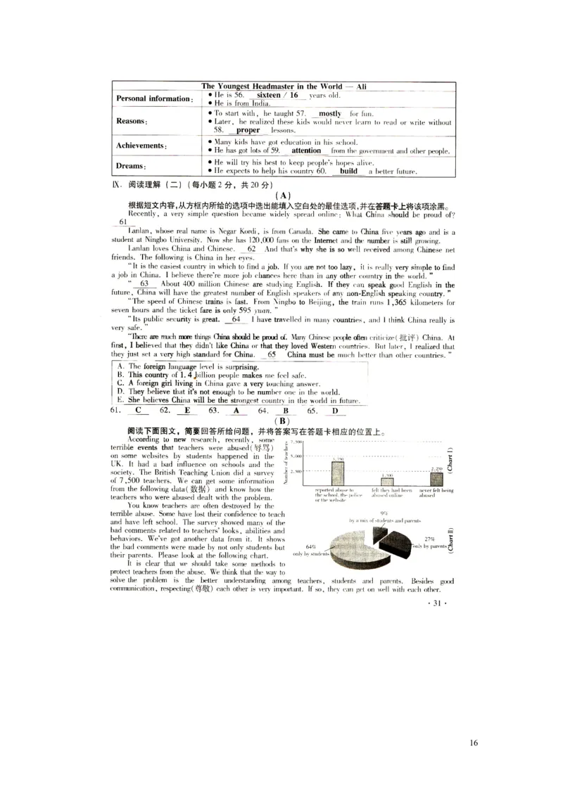 山西省2016年中考英语真题试题（含答案）_中考真题_3.英语中考真题2015-2024年_2016年全国中考YINGYU99份