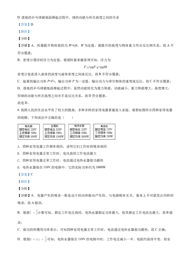 内蒙古呼和浩特市2021年中考物理试题（解析版）_中考真题_4.物理中考真题2015-2024年_2021中考物理真题42份_2021内蒙古_呼市物理
