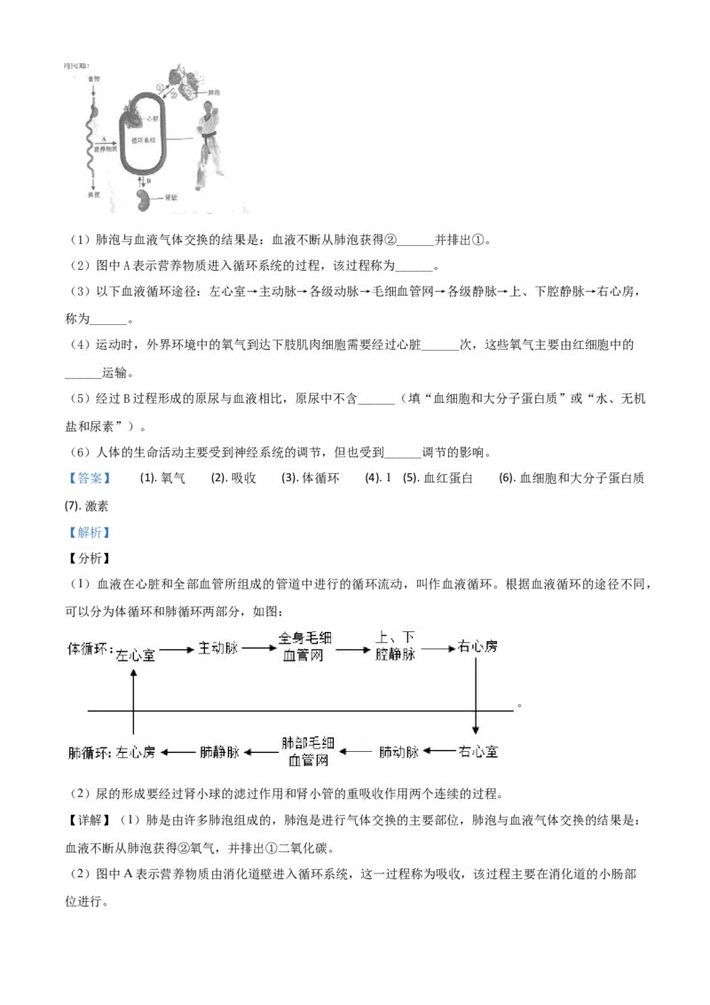 精品解析：云南省2020年中考生物试题（解析版）_8.生物中考真题2015-2024年_2020生物真题74份_2020年中考真题精品解析生物（云南卷）精编word版