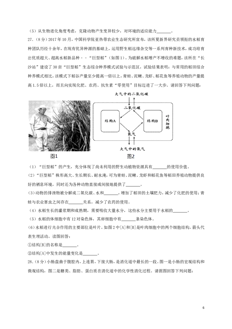 山东省德州市2018年中考生物真题试题（含答案）_8.生物中考真题2015-2024年_2018年全国中考生物141份