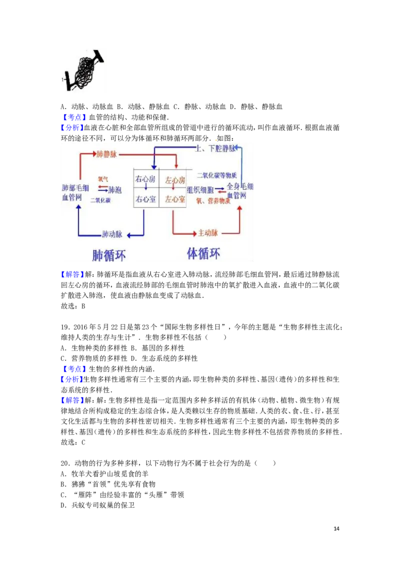 山东省聊城市2016年中考生物真题试题（含解析）_8.生物中考真题2015-2024年_2016年全国中考生物74份