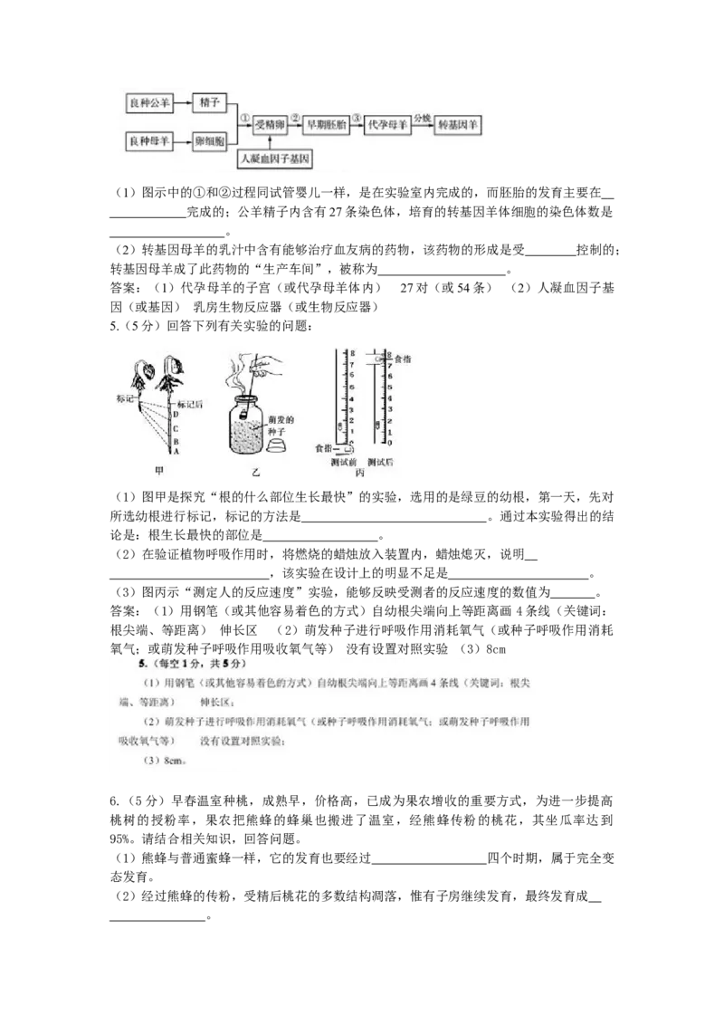 山东省临沂市2011年初中学业考试生物试题_8.生物中考真题2015-2024年_地区卷_山东省_临沂生物08-22_临沂生物