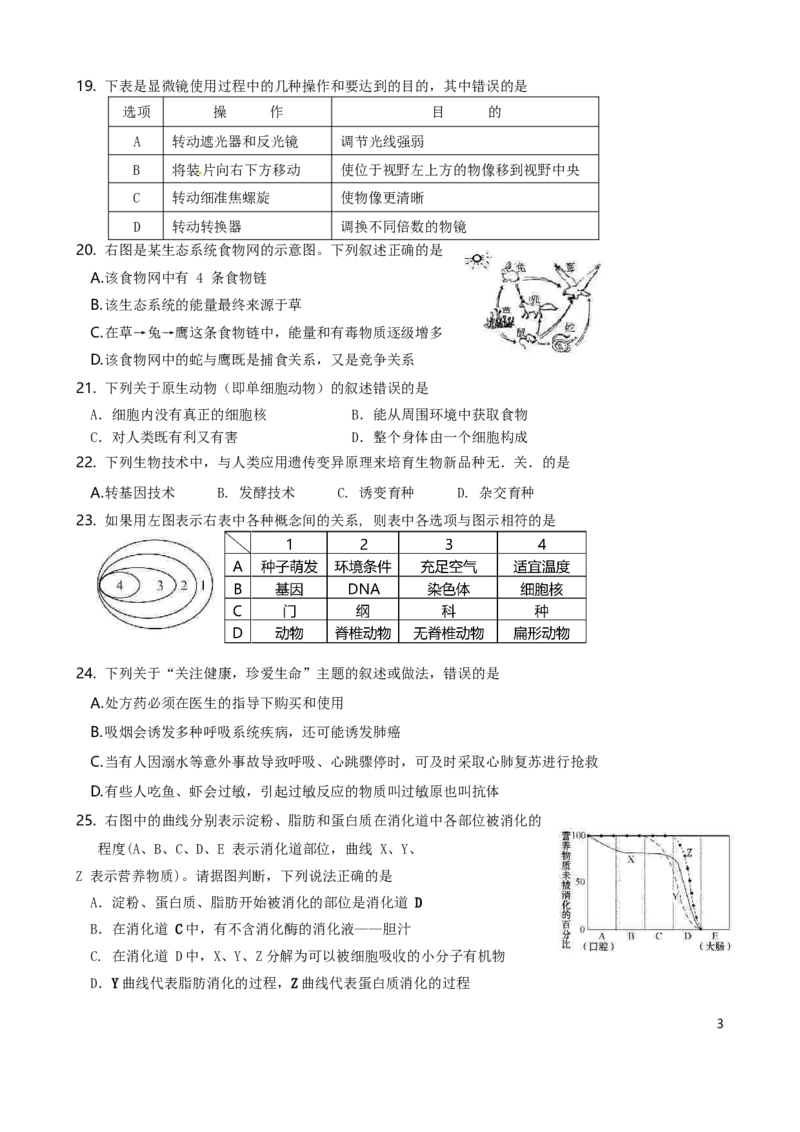 海南省2016年中考生物真题试题（含答案）_8.生物中考真题2015-2024年_2016年全国中考生物74份