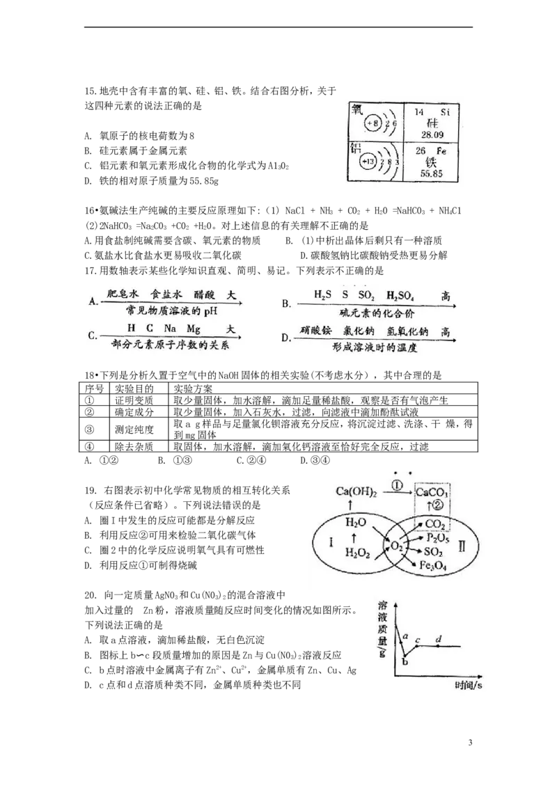 山东省泰安市2015年中考化学真题试题（含答案）_中考真题_5.化学中考真题2015-2024年_2015中考真题卷（162份）