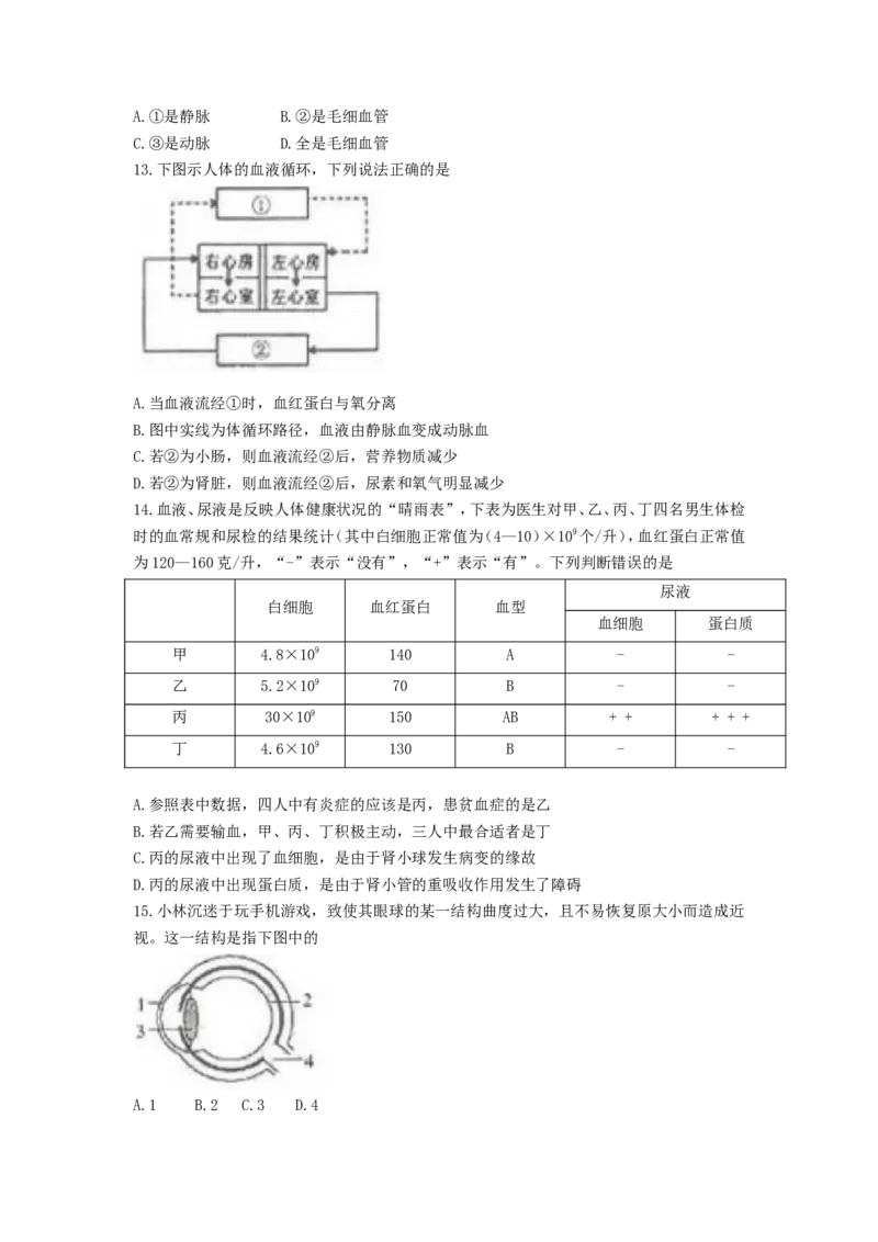 山东省临沂市2017年初中学业考试生物试题_8.生物中考真题2015-2024年_地区卷_山东省_临沂生物08-22_临沂生物