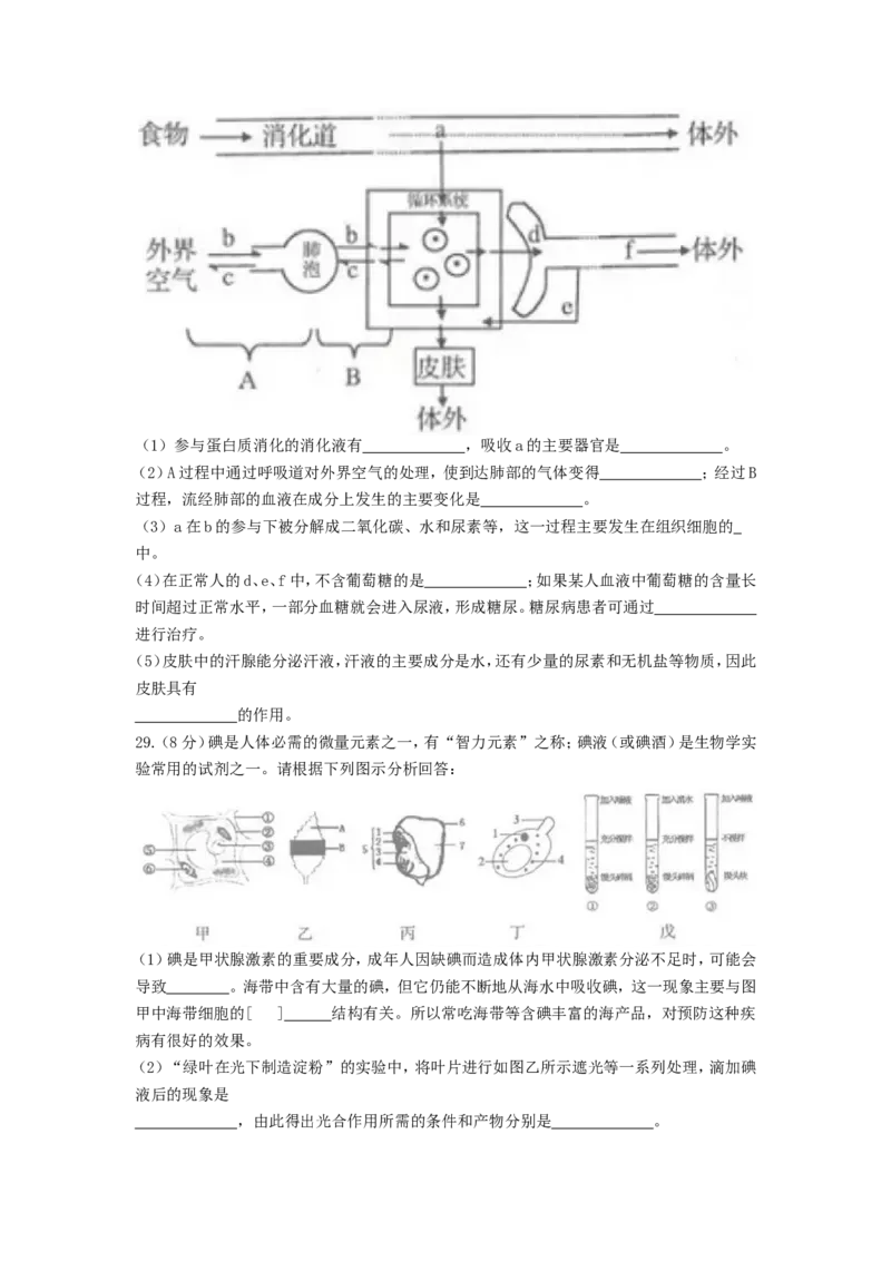 山东省临沂市2017年初中学业考试生物试题_8.生物中考真题2015-2024年_地区卷_山东省_临沂生物08-22_临沂生物