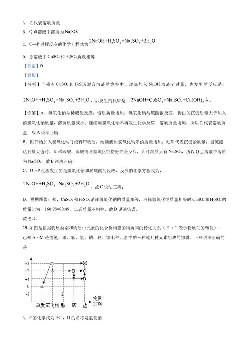 山东省潍坊市2021年中考化学试题（解析版）_中考真题_5.化学中考真题2015-2024年_2021年中考化学真题（83份）_潍坊化学