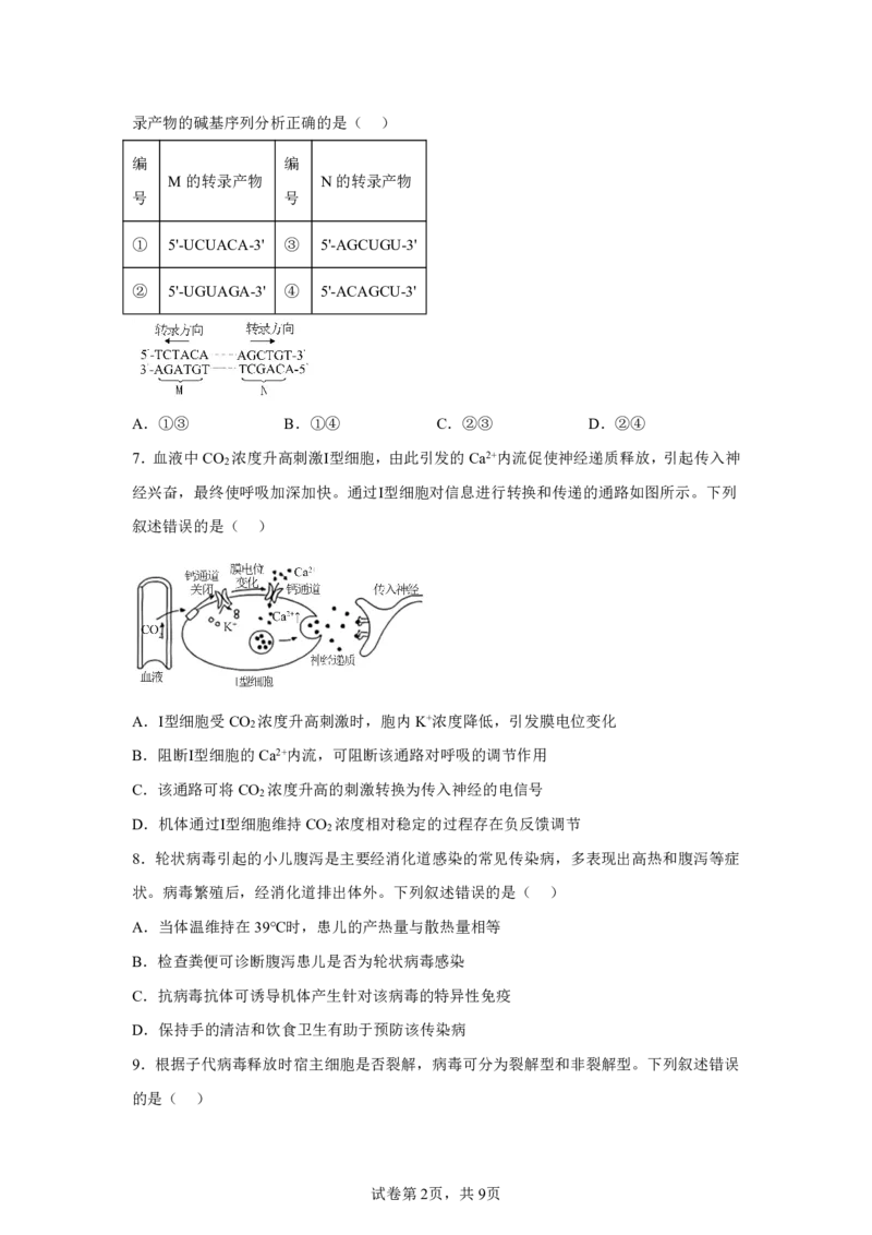 河北2025年高考河北卷生物高考真题文档版_1.高考2025全国各省真题+答案_9.高考生物真题答案更新中