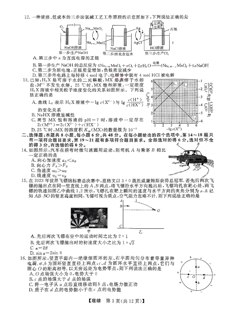 陕西二模理科综合_2024年4月_01按日期_13号_2024届陕西省高三下学期教学质量检测（二）_2024届陕西省高三下学期二模理综试题