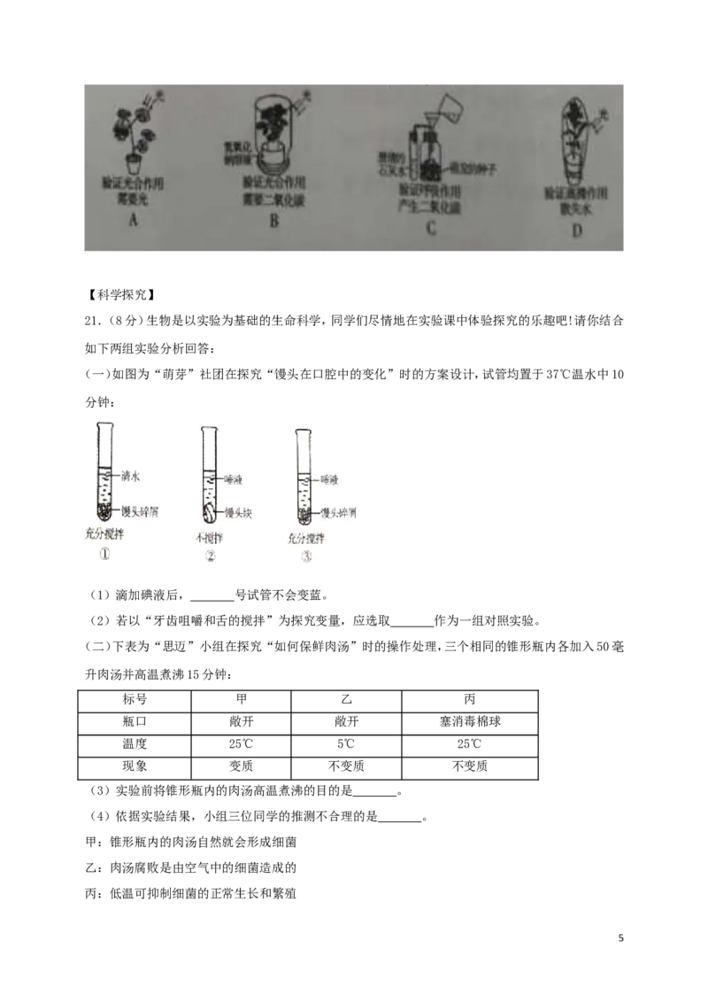 山东省济宁市2018年中考生物真题试题（含答案）_8.生物中考真题2015-2024年_2018年全国中考生物141份