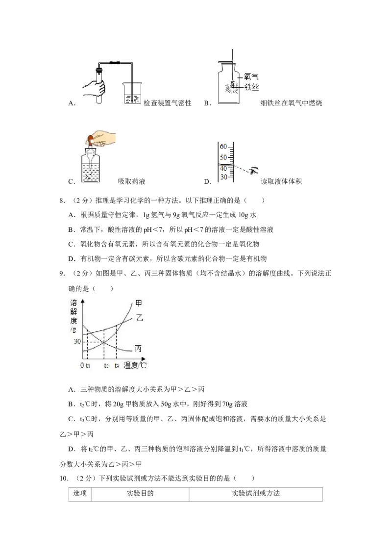 2021年甘肃省武威、白银、定西、平凉、酒泉中考化学试题（原卷版）_中考真题_5.化学中考真题2015-2024年_地区卷_甘肃省_甘肃武威化学中考真题（2015年-2022年）