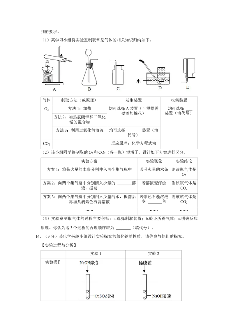 2021年甘肃省武威、白银、定西、平凉、酒泉中考化学试题（原卷版）_中考真题_5.化学中考真题2015-2024年_地区卷_甘肃省_甘肃武威化学中考真题（2015年-2022年）