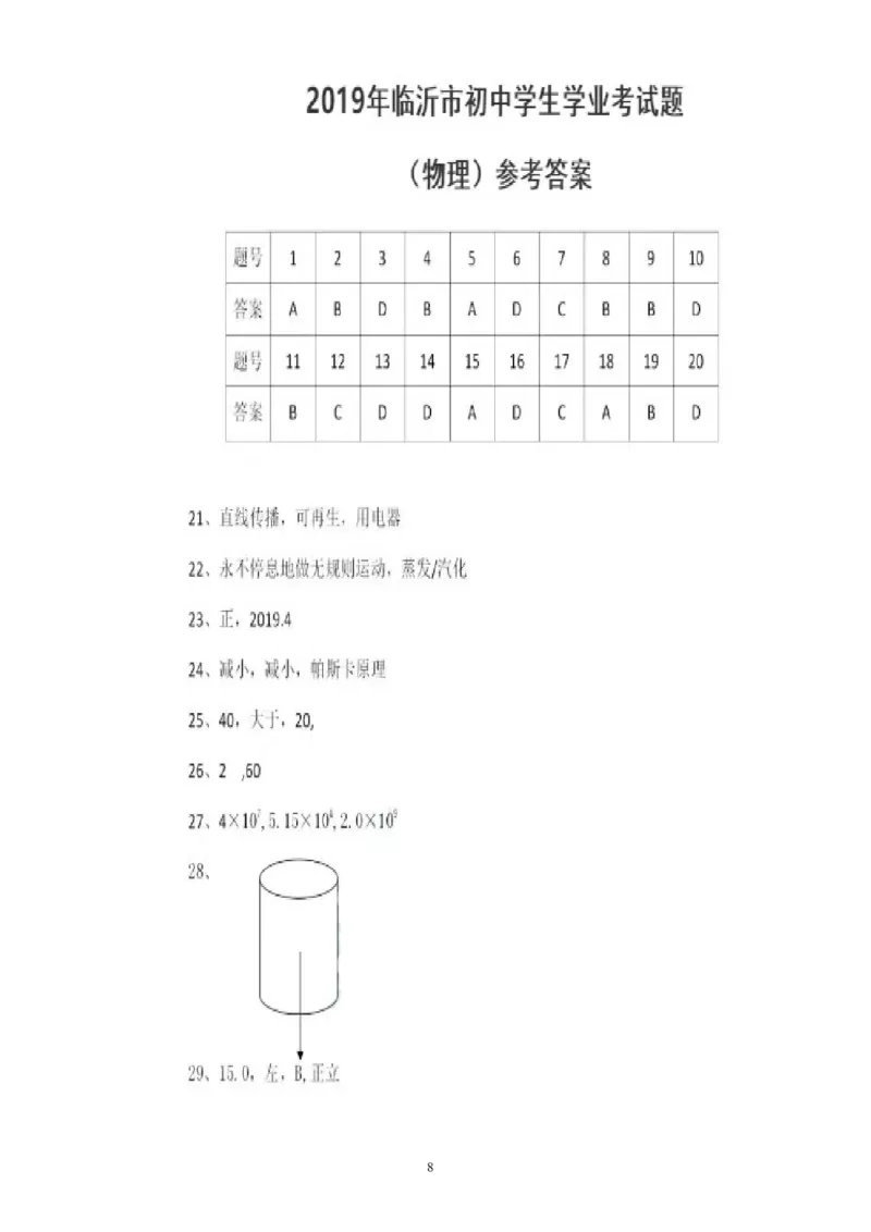 山东省临沂市2019年中考物理真题试题_中考真题_4.物理中考真题2015-2024年_2019年中考物理真题175份