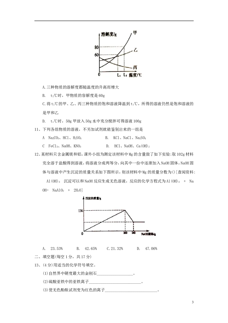四川省广安市2018年中考理综（化学部分）真题试题（含答案）_中考真题_5.化学中考真题2015-2024年_2018中考真题卷（277份）