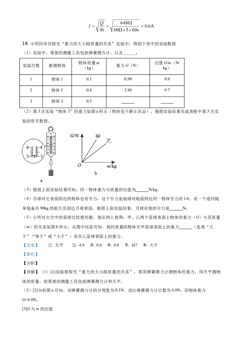 2021年湖北省黄石市中考理综物理试题（解析版）_中考真题_4.物理中考真题2015-2024年_地区卷_湖北省_湖北黄石物理17-21