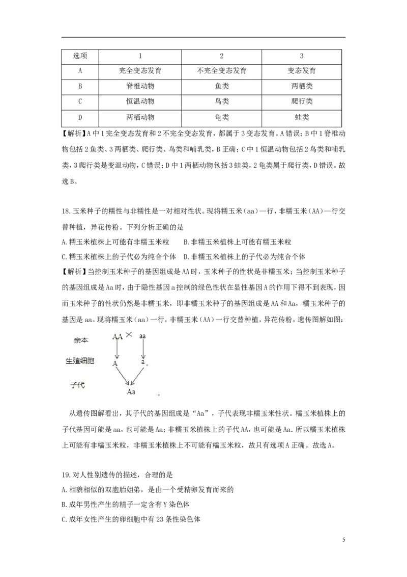 湖南省岳阳市2018年中考生物真题试题（含解析）_8.生物中考真题2015-2024年_2018年全国中考生物141份
