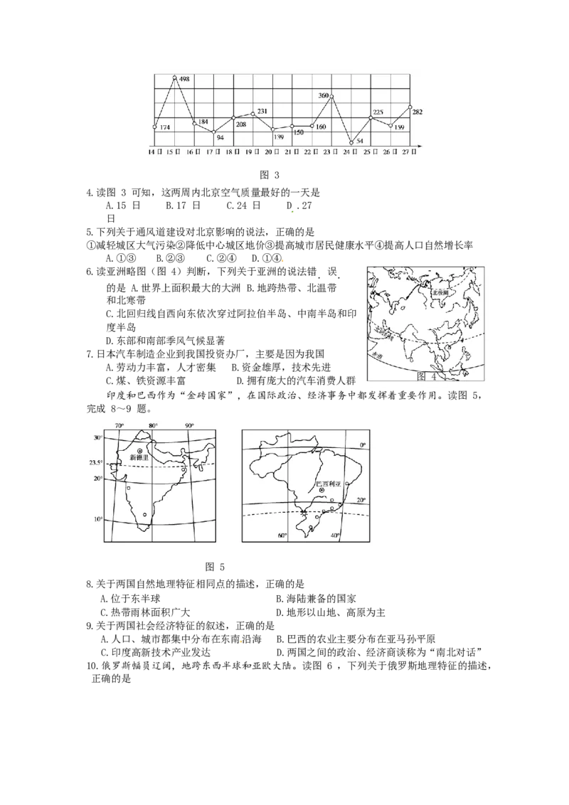 山东省东营市2017年中考地理真题试题（含答案）_9.地理中考真题2015-2024年_2017年全国中考地理74份