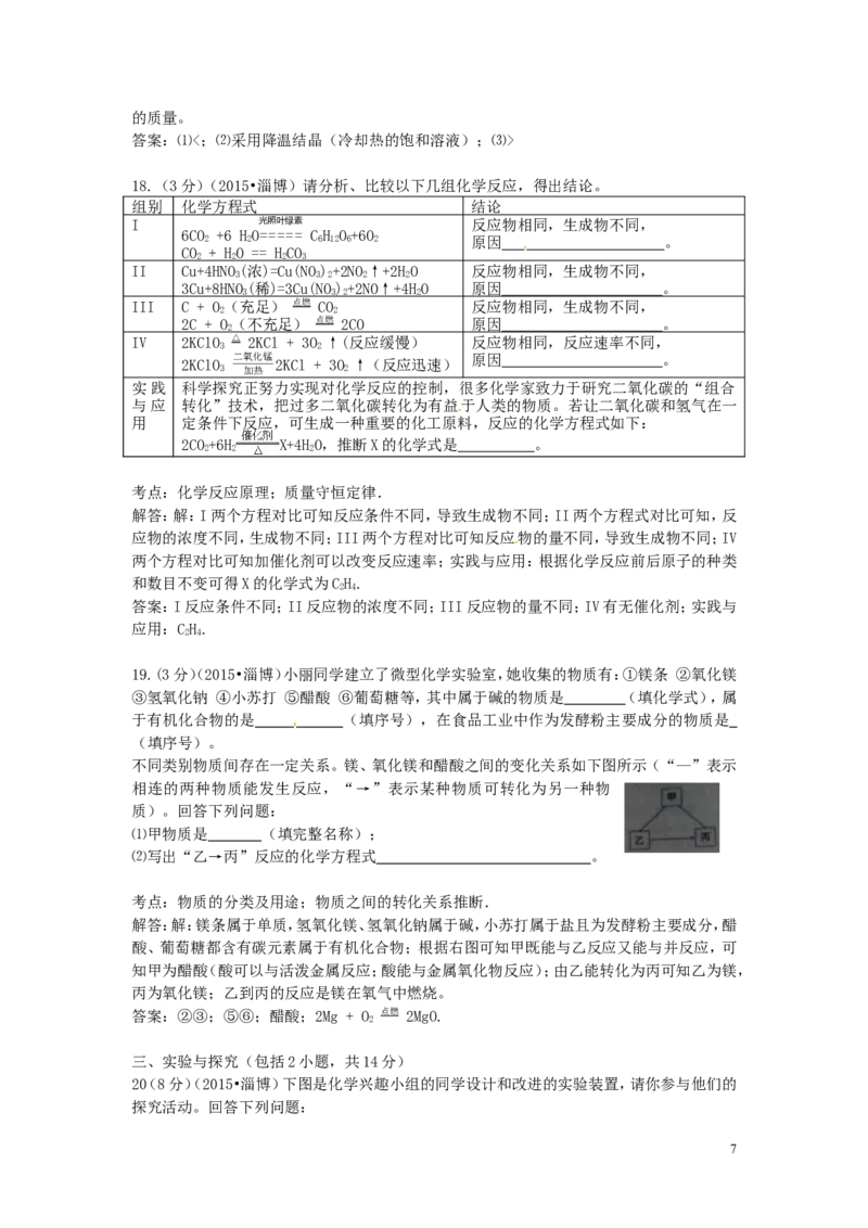 山东省淄博市2015年中考化学真题试题（含解析）_中考真题_5.化学中考真题2015-2024年_2015中考真题卷（162份）