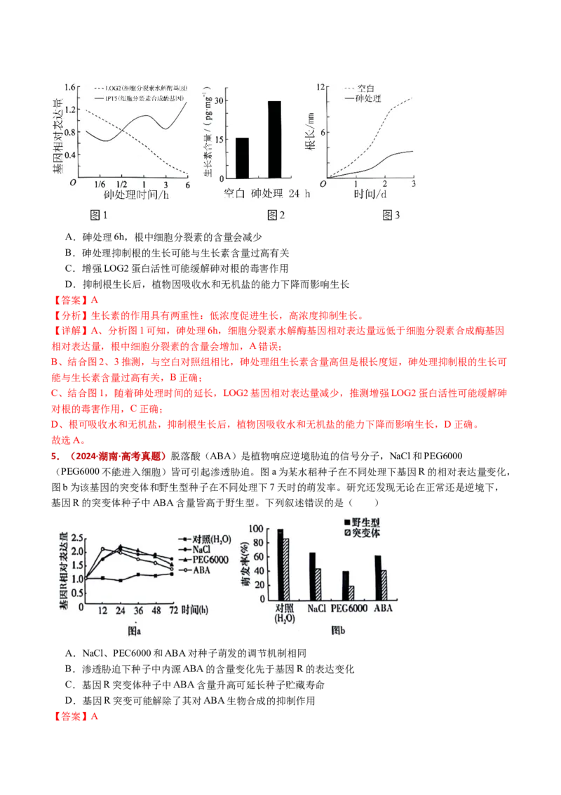 五年（2021-2025）全国高考生物真题分类汇编专题17植物激素的调节（全国通用）（解析版）_高考真题分类汇编_高考生物真题分类汇编（全国通用）五年（2021-2025）