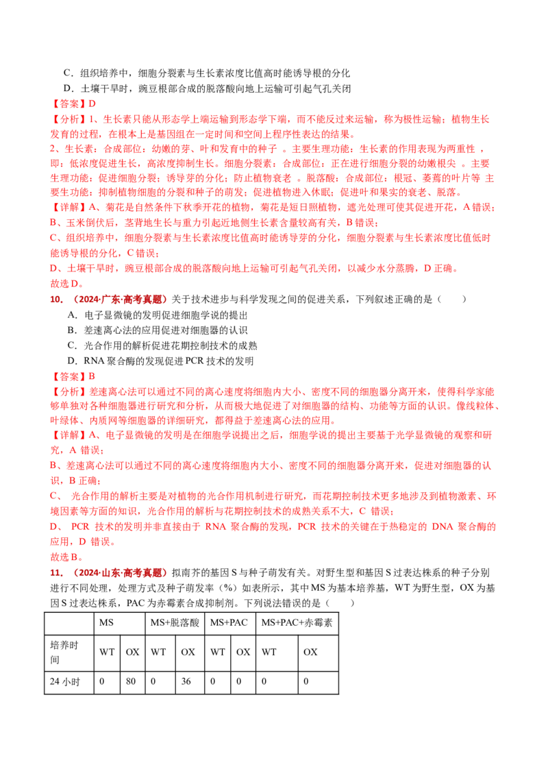 五年（2021-2025）全国高考生物真题分类汇编专题17植物激素的调节（全国通用）（解析版）_高考真题分类汇编_高考生物真题分类汇编（全国通用）五年（2021-2025）