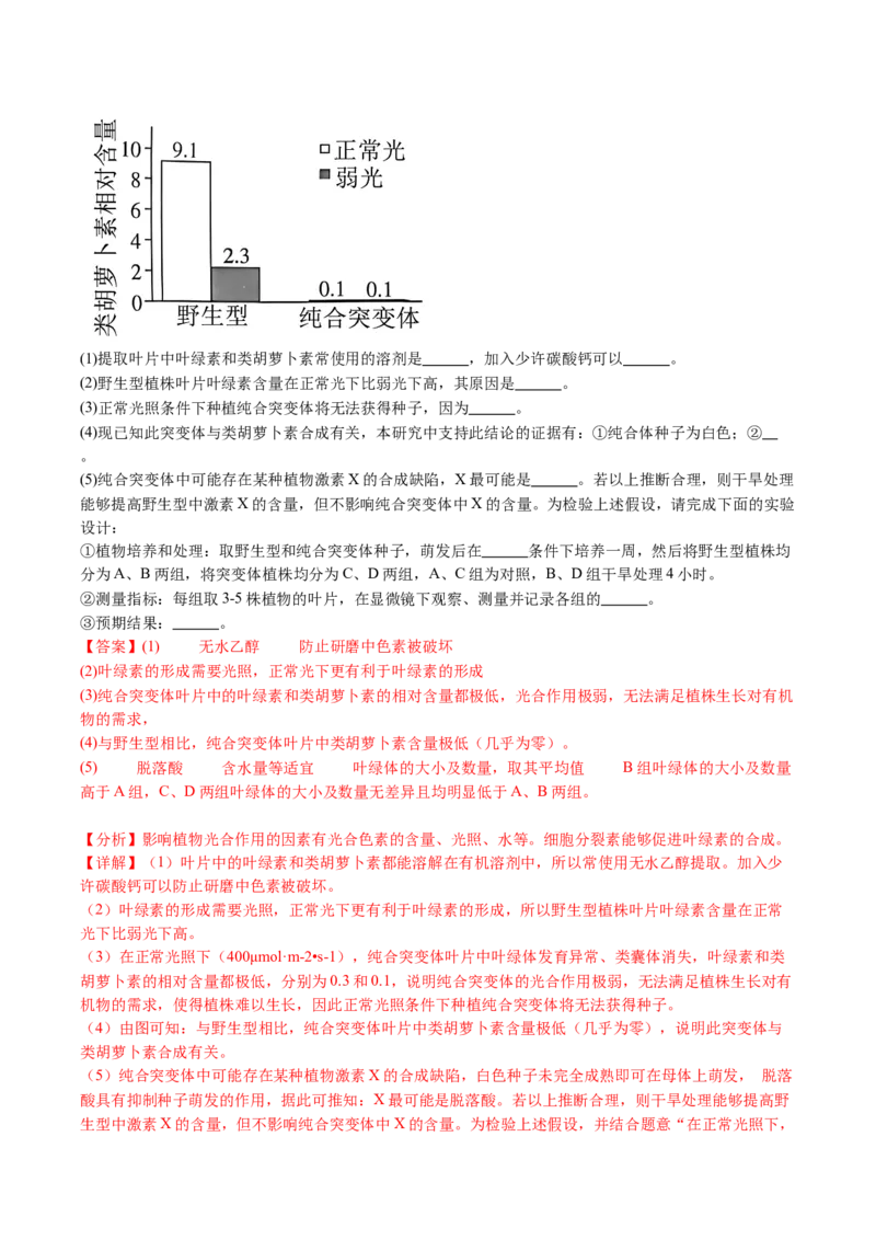 五年（2021-2025）全国高考生物真题分类汇编专题17植物激素的调节（全国通用）（解析版）_高考真题分类汇编_高考生物真题分类汇编（全国通用）五年（2021-2025）