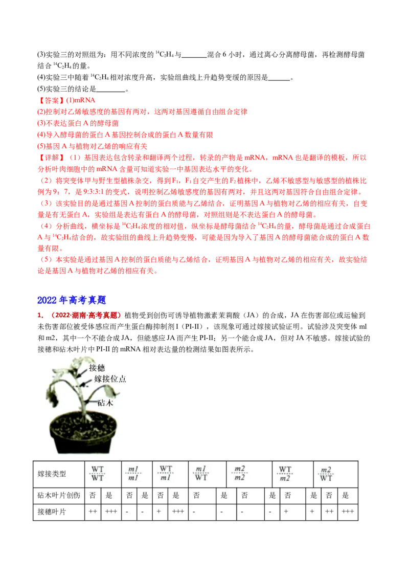 五年（2021-2025）全国高考生物真题分类汇编专题17植物激素的调节（全国通用）（解析版）_高考真题分类汇编_高考生物真题分类汇编（全国通用）五年（2021-2025）