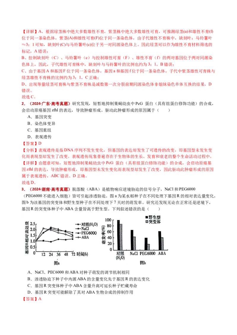 五年（2021-2025）全国高考生物真题分类汇编专题12变异、育种与进化（全国通用）（解析版）_高考真题分类汇编_高考生物真题分类汇编（全国通用）五年（2021-2025）