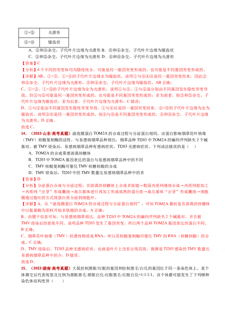 五年（2021-2025）全国高考生物真题分类汇编专题12变异、育种与进化（全国通用）（解析版）_高考真题分类汇编_高考生物真题分类汇编（全国通用）五年（2021-2025）