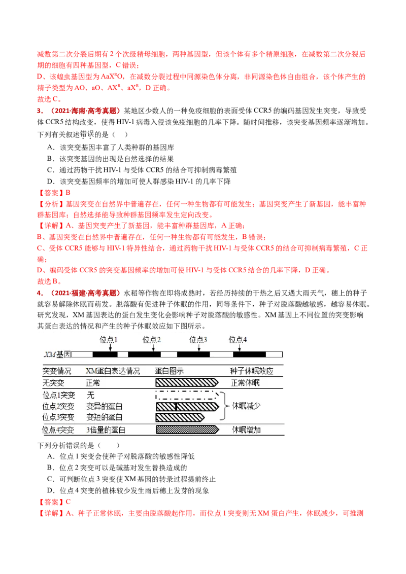 五年（2021-2025）全国高考生物真题分类汇编专题12变异、育种与进化（全国通用）（解析版）_高考真题分类汇编_高考生物真题分类汇编（全国通用）五年（2021-2025）