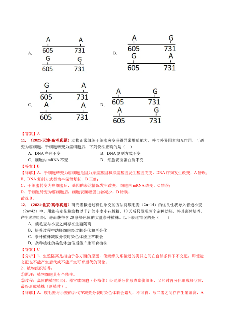 五年（2021-2025）全国高考生物真题分类汇编专题12变异、育种与进化（全国通用）（解析版）_高考真题分类汇编_高考生物真题分类汇编（全国通用）五年（2021-2025）