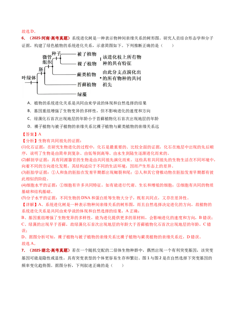 五年（2021-2025）全国高考生物真题分类汇编专题12变异、育种与进化（全国通用）（解析版）_高考真题分类汇编_高考生物真题分类汇编（全国通用）五年（2021-2025）