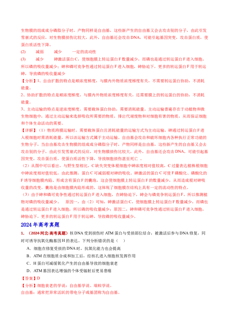 五年（2021-2025）全国高考生物真题分类汇编专题07细胞的分化、衰老、死亡及癌变（全国通用）（解析版）_高考真题分类汇编_高考生物真题分类汇编（全国通用）五年（2021-2025）