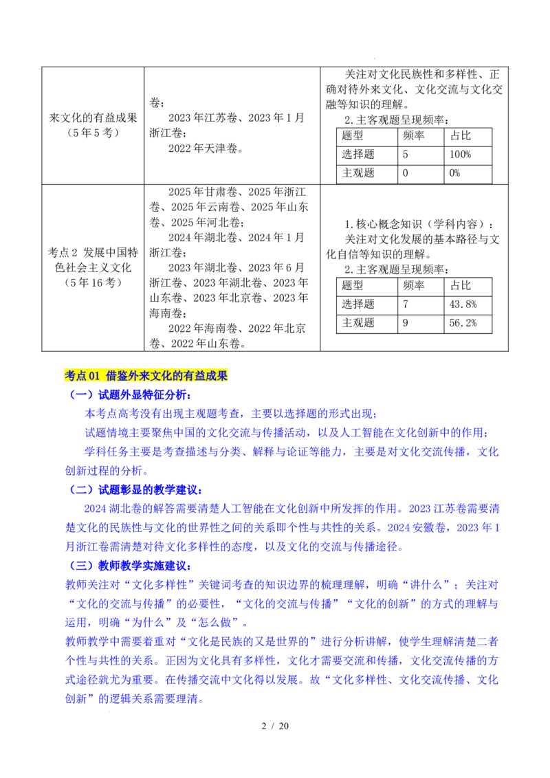 专题17文化创新（学习借鉴外来文化的有益成果、发展中国特色社会主义文化）（全国通用）（解析版）_高考真题分类汇编_高考政治真题分类汇编（全国通用）五年（2021-2025）