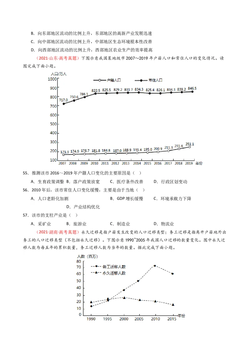 五年（2021-2025）高考地理真题分类汇编专题08人口（全国通用）（原卷版）_高考真题分类汇编_高考地理真题分类汇编（全国通用）五年（2021-2025）_word