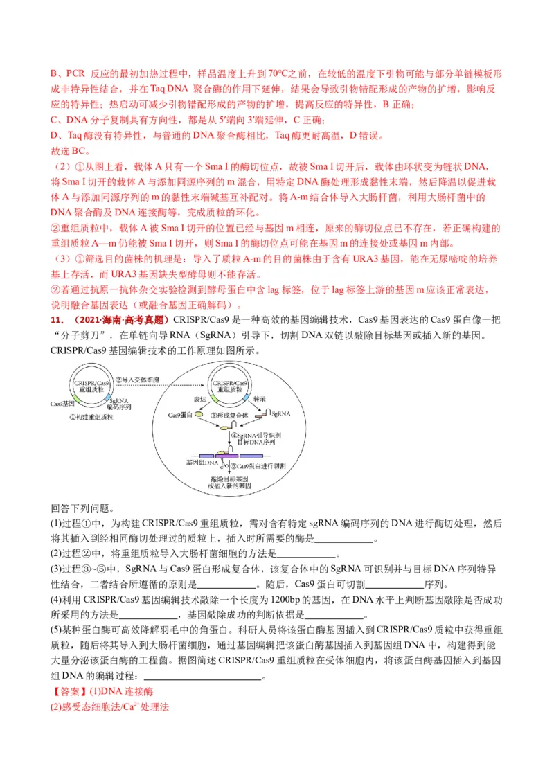 五年（2021-2025）全国高考生物真题分类汇编专题22基因工程（全国通用）（解析版）_高考真题分类汇编_高考生物真题分类汇编（全国通用）五年（2021-2025）