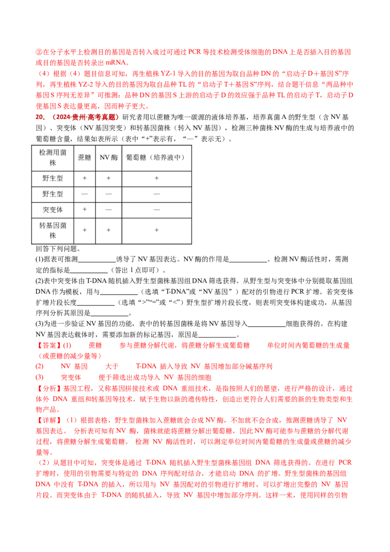 五年（2021-2025）全国高考生物真题分类汇编专题22基因工程（全国通用）（解析版）_高考真题分类汇编_高考生物真题分类汇编（全国通用）五年（2021-2025）