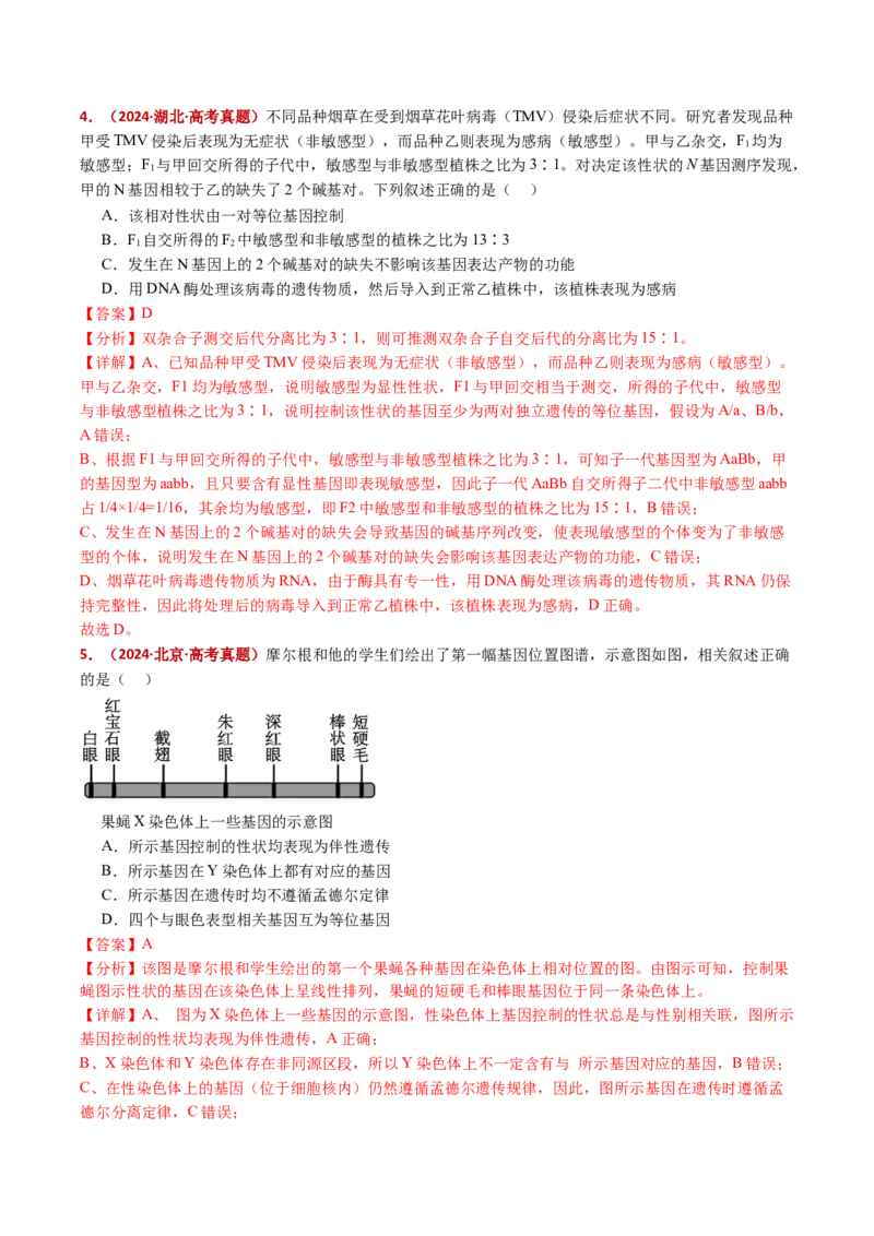 五年（2021-2025）全国高考生物真题分类汇编专题08遗传的分子基础（全国通用）（解析版）_高考真题分类汇编_高考生物真题分类汇编（全国通用）五年（2021-2025）