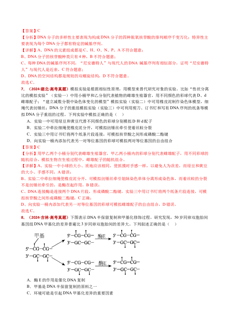 五年（2021-2025）全国高考生物真题分类汇编专题08遗传的分子基础（全国通用）（解析版）_高考真题分类汇编_高考生物真题分类汇编（全国通用）五年（2021-2025）