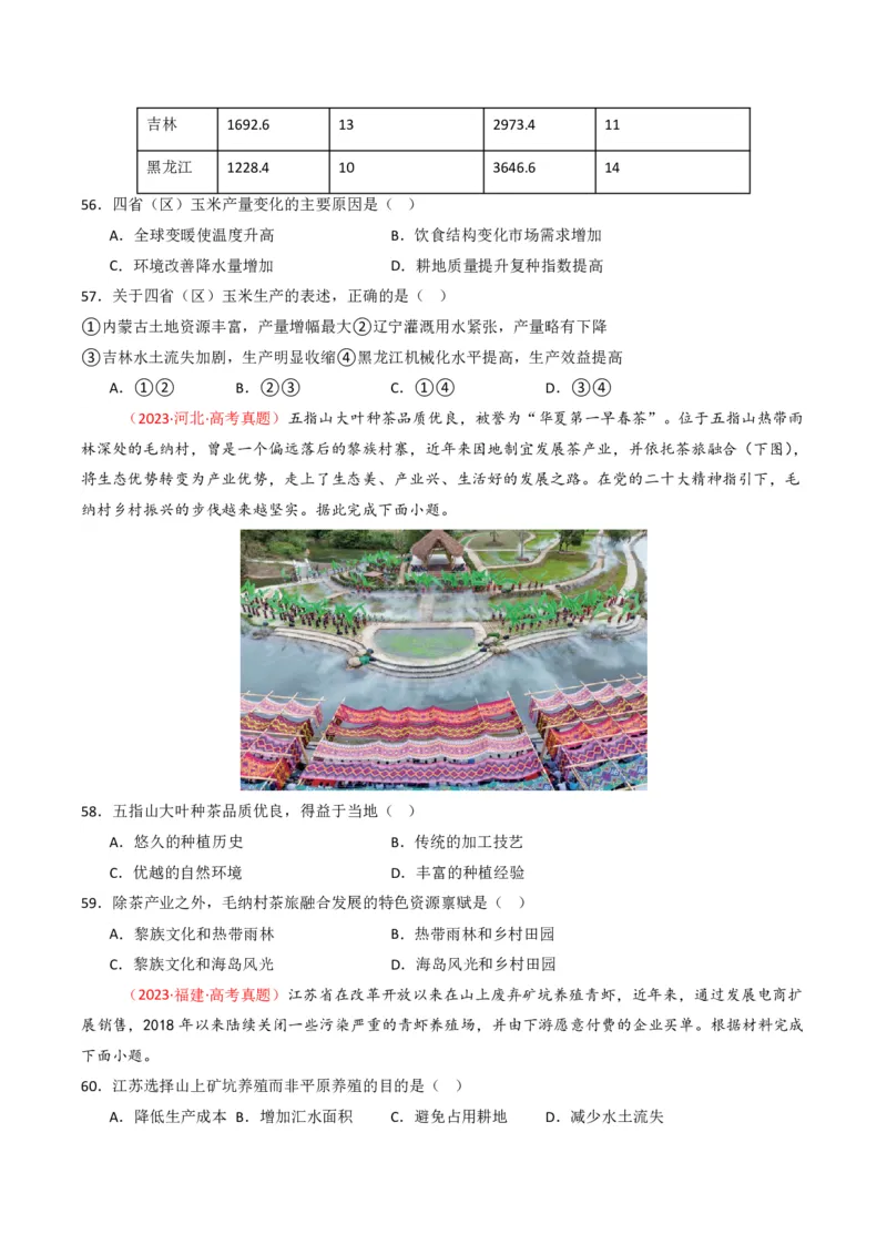 五年（2021-2025）高考地理真题分类汇编专题10农业（全国通用）（原卷版）_高考真题分类汇编_高考地理真题分类汇编（全国通用）五年（2021-2025）_pdf