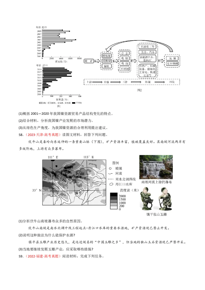 五年（2021-2025）高考地理真题分类汇编专题14资源、环境与国家安全（全国通用）（原卷版）_高考真题分类汇编_高考地理真题分类汇编（全国通用）五年（2021-2025）_pdf